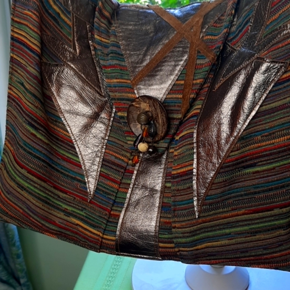 STRIPED Colorful shoulder purse cloth woven unique  tribal boho bohemian Taupe